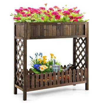 Costway 2-Tier Wood Raised Garden Bed Elevated Planter Box for Vegetable, Fruit, Herb