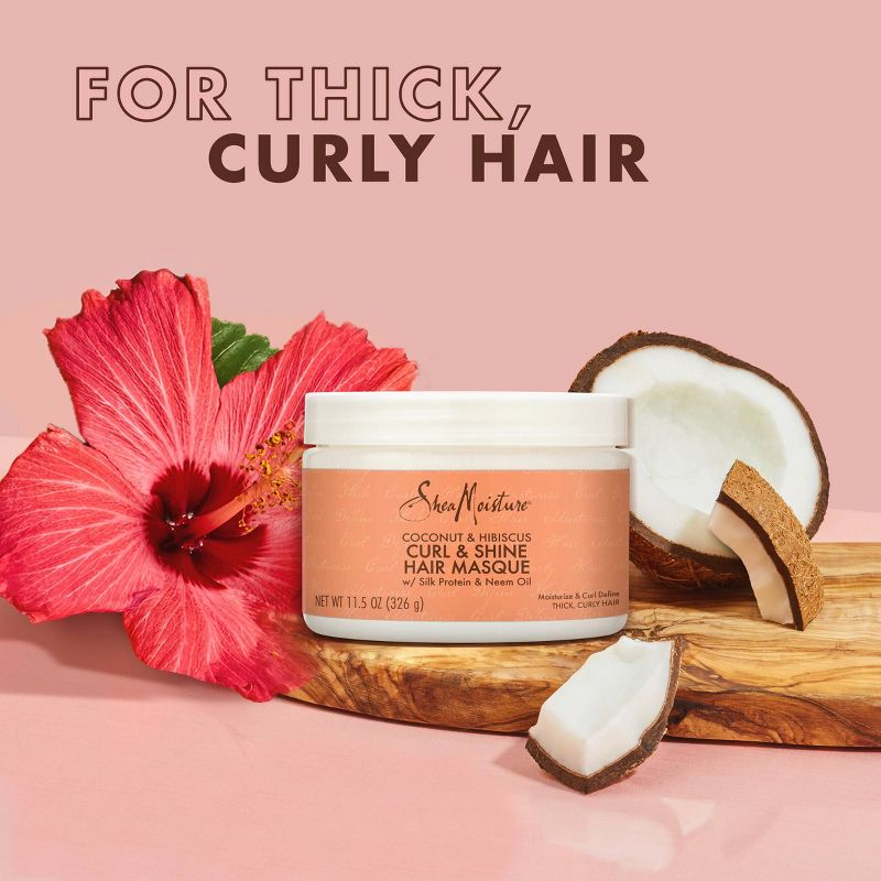 SheaMoisture Coconut &#38; Hibiscus Curl &#38; Shine Hair Mask For Naturally Curly Hair - 11.5oz, 5 of 15