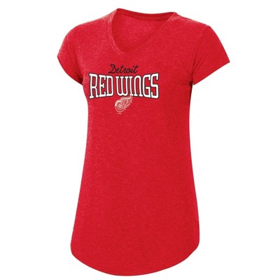 NHL Detroit Red Wings Women's Short Sleeve Heather V-Neck T-Shirt