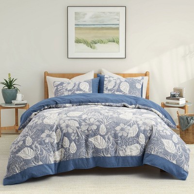 Peace Nest 100% Cotton Double-Layer Gauze Floral Jacquard Duvet Cover Set