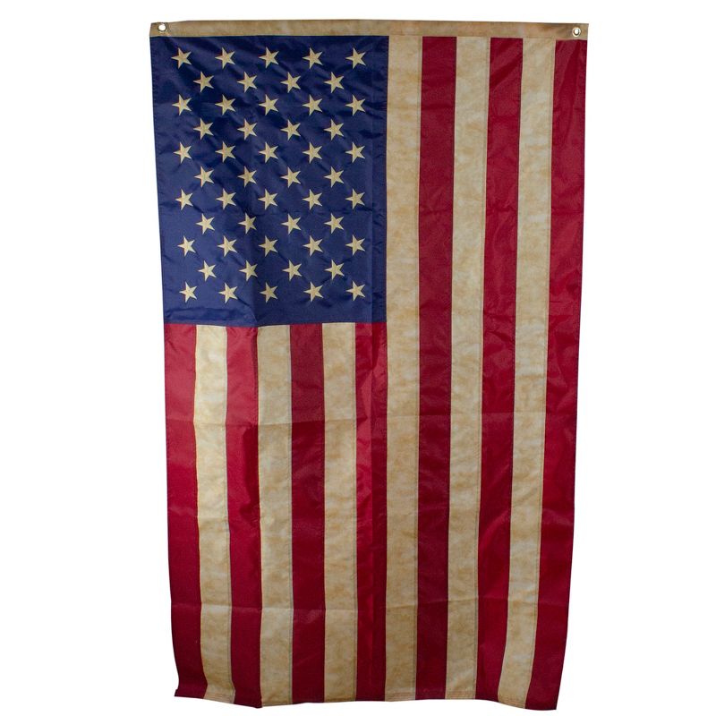 Northlight Patriotic Tea-Stained Embroidered Outdoor House Flag 60" x 36", 3 of 4