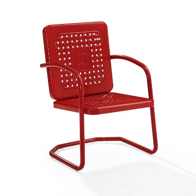 Set of 2 Red Steel Retro Outdoor Arm Chairs