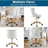VINGLI Armless Home Office Desk Chair with Gold Base/Wheels,Cute Vanity Chair for Bedroom, Adjustable Rolling Swivel Nail Chair,Velvet White - 3 of 4