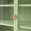 Vynxaria 27.56" Green Glass Doors Modern Two-Door Wall Cabinet Featuring Woven Pattern and Three-Tier Storage for Living Room and Bathroom - 4 of 4
