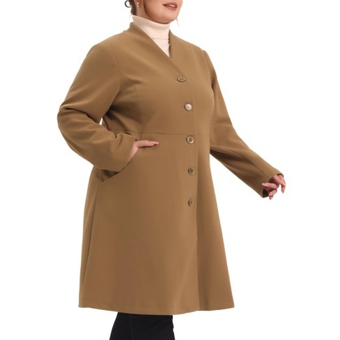 Agnes Orinda Women's Plus Size Lapel Fleece Fuzzy Faux Shearling Zip Up  Shaggy Oversized Coat Jackets Camel 2X