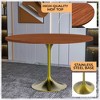 LeisureMod Verve Mid-Century Modern 48" Round Dining Table with MDF Top and Brushed Gold Pedestal Base for Dining Room and Kitchen - 3 of 4