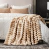 Cozy Bliss Faux Fur Plush Decorative Blanket, Cozy Warm Striped Throw Blanket - 3 of 4