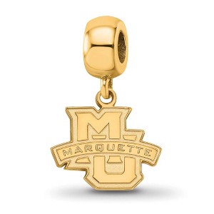 Black Bow Jewelry 14k Yellow Gold Plated Sterling Silver Marquette Golden Eagles NCAA Bead Charm - 1 of 4