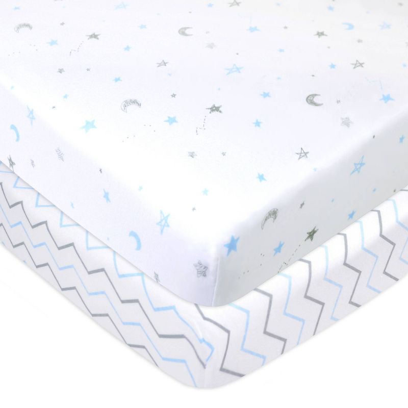 TL Care Printed 100% Cotton Knit Fitted Mini Crib Sheet - 2pk, 1 of 5
