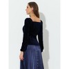 INSPIRE CHIC Women's Velvet Long Sleeve Square Neck Blouse - 3 of 4