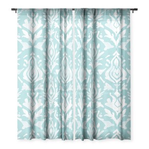 Emanuela Carratoni Teal Ikat Set of 2 Panel Sheer Window Curtain - Deny Designs - 1 of 4