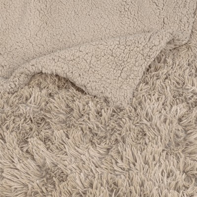 Taupe Large Waterproof Faux Fur Sherpa Pet Blanket