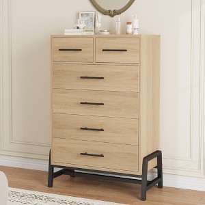 Coolmee 4+2 Dresser for Bedroom, Freestanding 46.6" Tall Drawer Dresser with Storage, Wooden Closet Storage Chest for Living Room, Bedroom, Entryway - 1 of 4