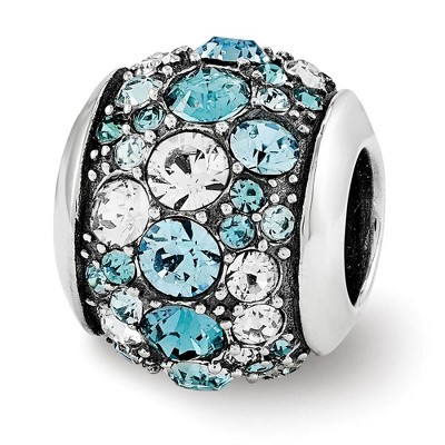 Black Bow Jewelry Sterling Silver with Blue & White Crystals Seaside Bead Charm