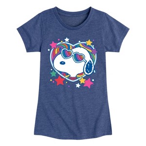Girls' - Peanuts - Snoopy Groovy Heart Fitted Short Sleeve Graphic T-Shirt - 1 of 4