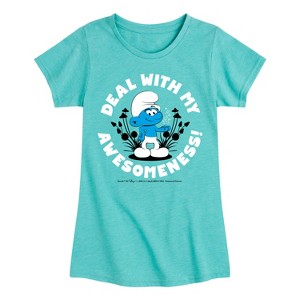 Girls' - Smurfs - Deal Awesomeness Fitted Short Sleeve Graphic T-Shirt - 1 of 4