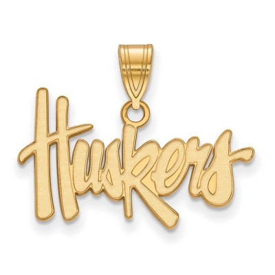 Black Bow Jewelry 14k Yellow Gold Nebraska Cornhuskers NCAA Medium Pendant