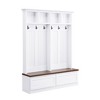 CAVINAS Freestanding Coat Racks with 2 Drawers and Bench,Hall Tree with 6 Hooks and 4 Open Shelves,Entryway Furniture for Living Room,White+Walnut - 4 of 4