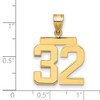 Black Bow Jewelry 14k Yellow Gold, Athletic Collection Medium Polished Number 32 Pendant - 2 of 3