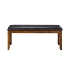 Furniture Gia 46" Solid Wood and Faux Leather Bench in Brown - 2 of 4