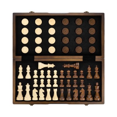 Probe Hues Portable Wooden Chess And Checkers Set