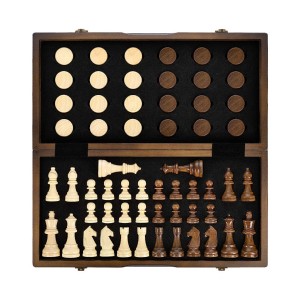 Probe Hues Portable Wooden Chess And Checkers Set - 1 of 3