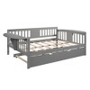 NicBex 79.5" Full Daybed with Trundle Wooden Frame Day Bed with Slatted Sides and Armrest shelves for Living Rooms - 3 of 4
