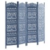 Royal Hampton Jumbo 4 Panel Folding Mango Wood with Elephant Motif Carved Design Room Divider Screen - 3 of 4