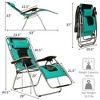 Costway 2PCS Folding Zero Gravity Chair Padded Lounge Chair w/ Beech Armrests Turquoise/Blue/Grey - 3 of 4