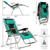 Costway 2PCS Folding Zero Gravity Chair Padded Lounge Chair w/ Beech Armrests Turquoise/Blue/Grey - image 3 of 4