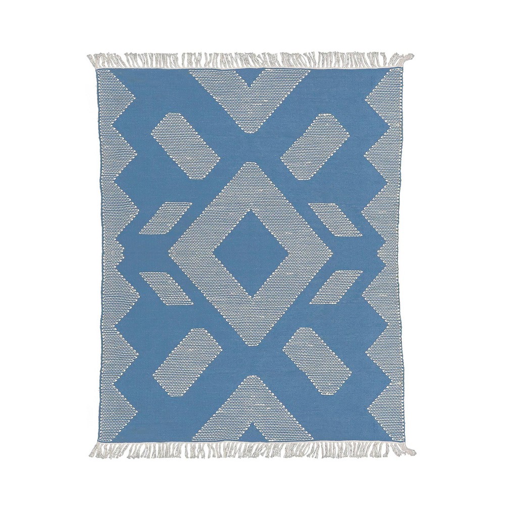  x 6' Bohemian Fringe Outdoor Rug Dusty Blue
