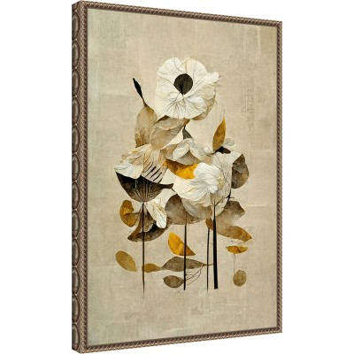 Sylvie Beaded Bronze Framed Abstract Floral Canvas Art