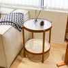 GlasFlength Coffee Tables Small Round Center Table Open Space Table Wood Coffee Table with Storage for Living Room, Brown, 20"*20"*23.6" - 2 of 4