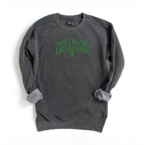 Simply Sage Market Women's  Garment Dyed Graphic Sweatshirt Embroidered Irish Varsity Clover St. Patrick's Day - 1 of 3