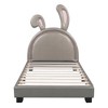 Twin Size Leather Upholstered Platform Bed with Rabbit Ornament - 4 of 4