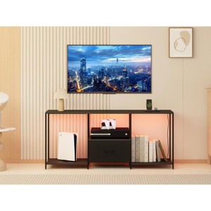 46" TV Stand with LED, Entertainment Center for 55" TVs, TV Cabinet with Storage Shelves, Long Dresser, for Bedroom, Living Room, Office - 1 of 4