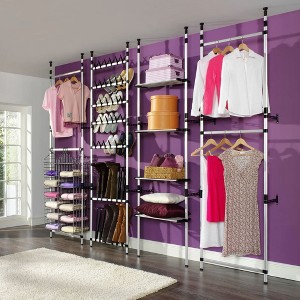 vidaXL Telescopic Wardrobe System with Shelves Aluminum - 1 of 4