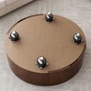 GDFStudio Cherry 35.4" Round Faux Marble Coffee Table with Two-Drawer, Brown/White - 4 of 4