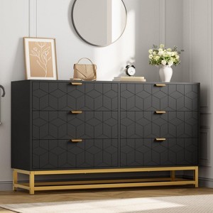 53.5" 6-Drawer Dresser - Modern Storage with Metal Legs for Bedroom & Living Room - 1 of 4