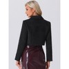 Allegra K Women's Tweed Short Suit Long Sleeve Crop Jacket - 3 of 4