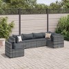 vidaXL 6 Piece Patio Lounge Set - Gray Poly Rattan with Cushions - Modular Outdoor Garden Furniture for Terrace, Backyard & Deck - 2 of 4
