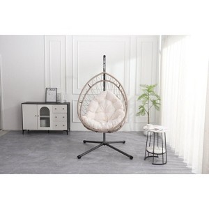 CAVINAS Egg Hanging Swing Chair with Stand,High Quality Foldable Patio Swing,Hammock Swing Chair for Living Room&Balcony,350LBS Capacity - 1 of 4