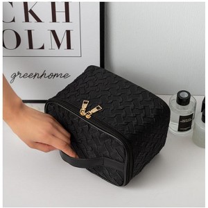 Premium Large capacityPortable Travel Makeup Bag, Multi-functionalCosmetic Organizer, Stain-resistant, HandheldSquare Bag Black - 1 of 3