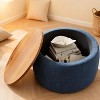 TIRAMISUBEST Round Storage Ottoman Linen 2-in-1 End Table Footstool MDF Top and Linen Upholstery for Living Room - 2 of 4