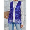 Nlife Women's Solid Color Sparkly Sequin Fringed Trim Sleeveless Glitter Jacket - 2 of 4