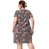 Agnes Orinda Women's Plus Size Floral Inverted Box Pleat Boho T-Shirt Dresses - 4 of 4