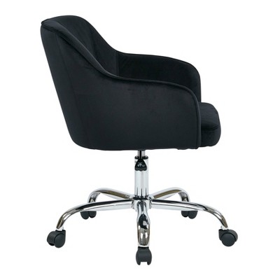 Black Velvet Swivel Task Chair with Chrome Base