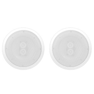 Pyle 6.5 Inch 300W Dual Channel 8 Ohm Home Audio In Ceiling Marine Grade Waterproof Speaker with 60Hz to 22kHz Frequency Response (2 Pack) - 1 of 4