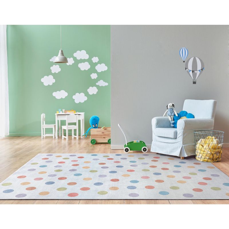 Well Woven Rainbow Polka Dots Apollo Kids Collection Multi Color Area Rug, 4 of 11