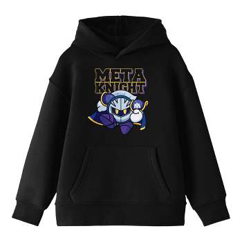 Kirby Meta Knight Long Sleeve Boys' Black Hooded Sweatshirt